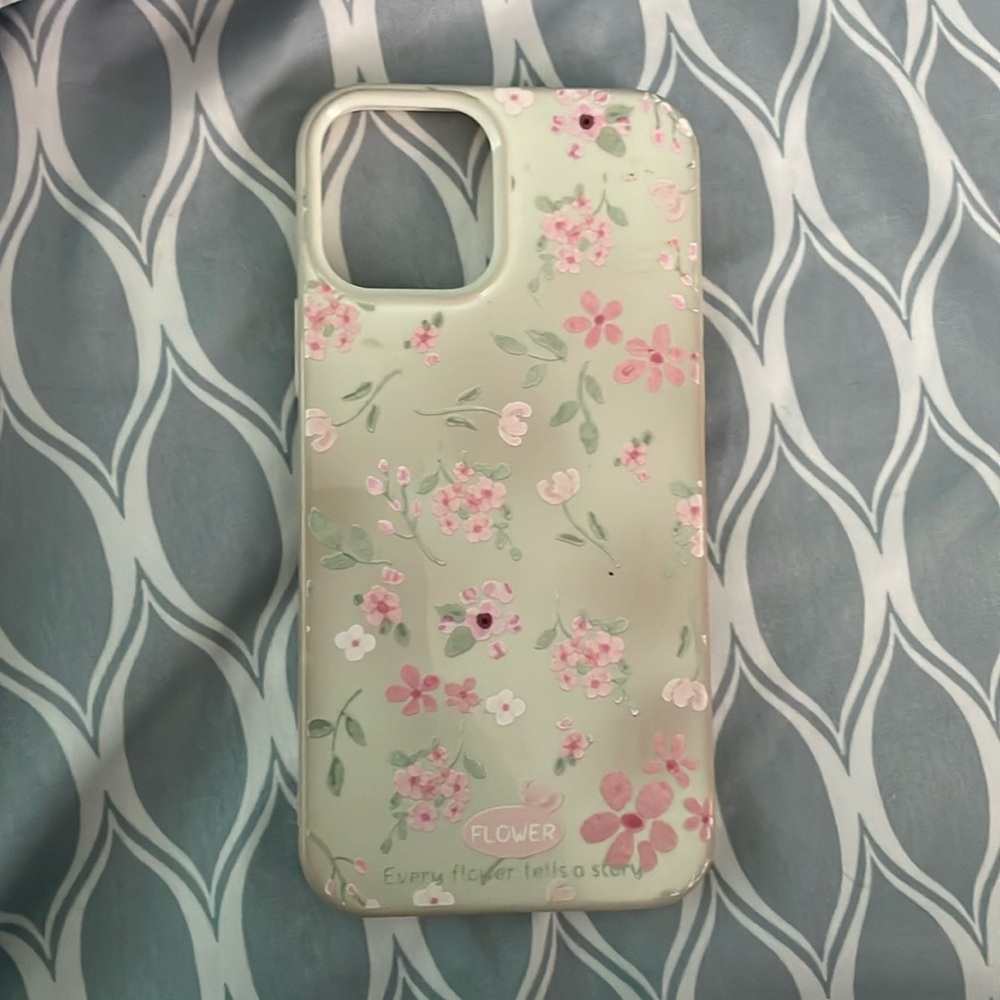 White iPhone 12 Case with Pink Florals